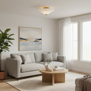 Mivie Streamlined Flush Mount - Vintage Rippled Glass and Champagne Bronze for Modern Living Rooms